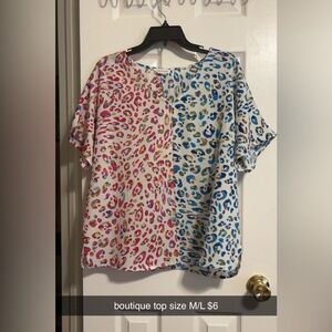 Colorful Leopard Print Blouse